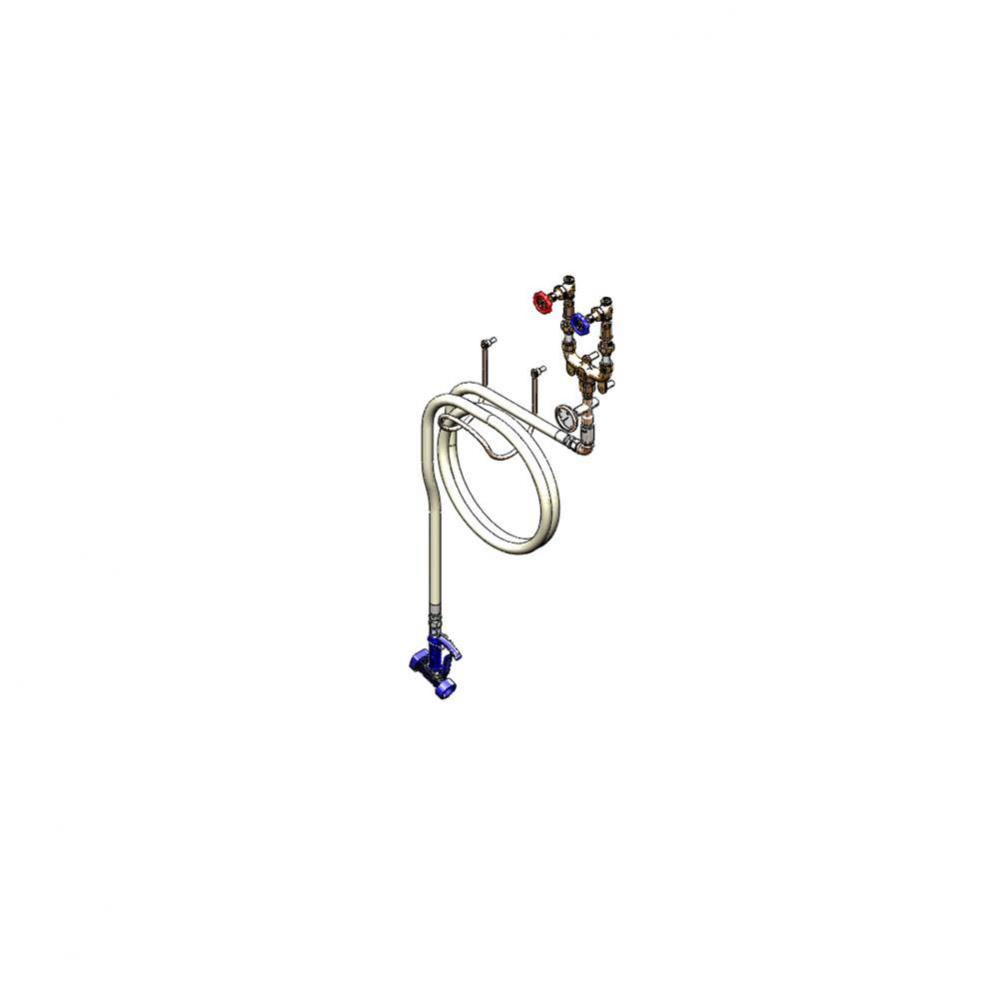 Washdown Station, Hot & Cold Water, Thermometer, Mixing Valve, 1/2'' NPT Inlets, 50&