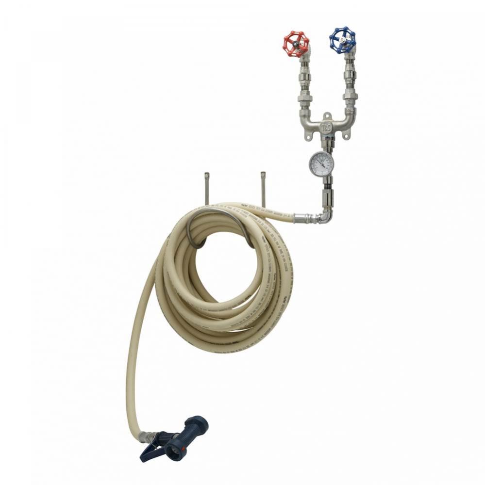 Washdown Station, Hot and Cold Water, Thermometer, Mixing Valve 3/4'' NPT Inlets, 50&apo