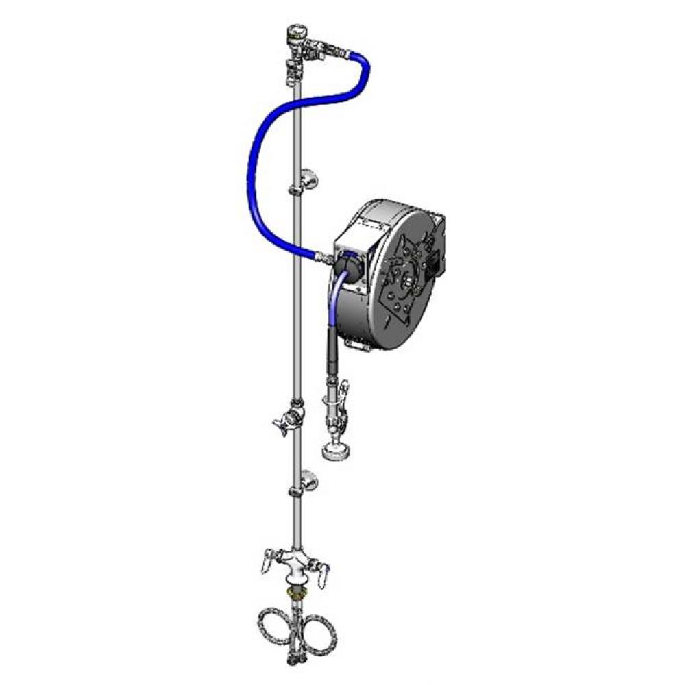 Hose Reel Assembly, Enclosed 30' Epoxy-Coated Hose Reel, Exposed Piping & Accessories