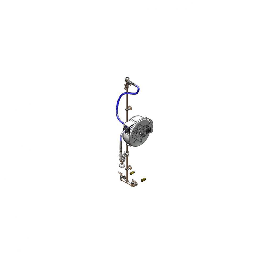 Hose Reel Assembly, Enclosed 30' Stainless Steel Hose Reel, Exposed Piping & Accessories