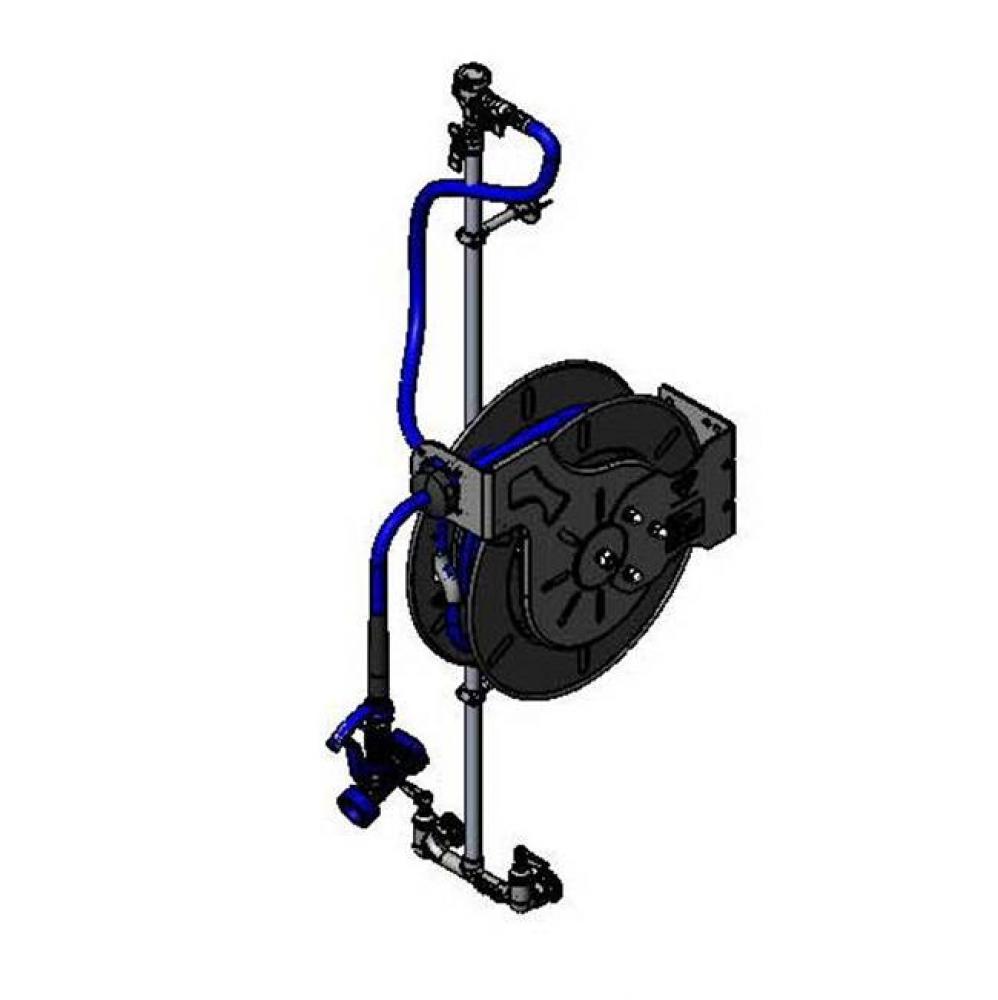 1/2'' Hose Reel System: 8'' Base Faucet, Control Valve, Risers, VB, HW Hose, R