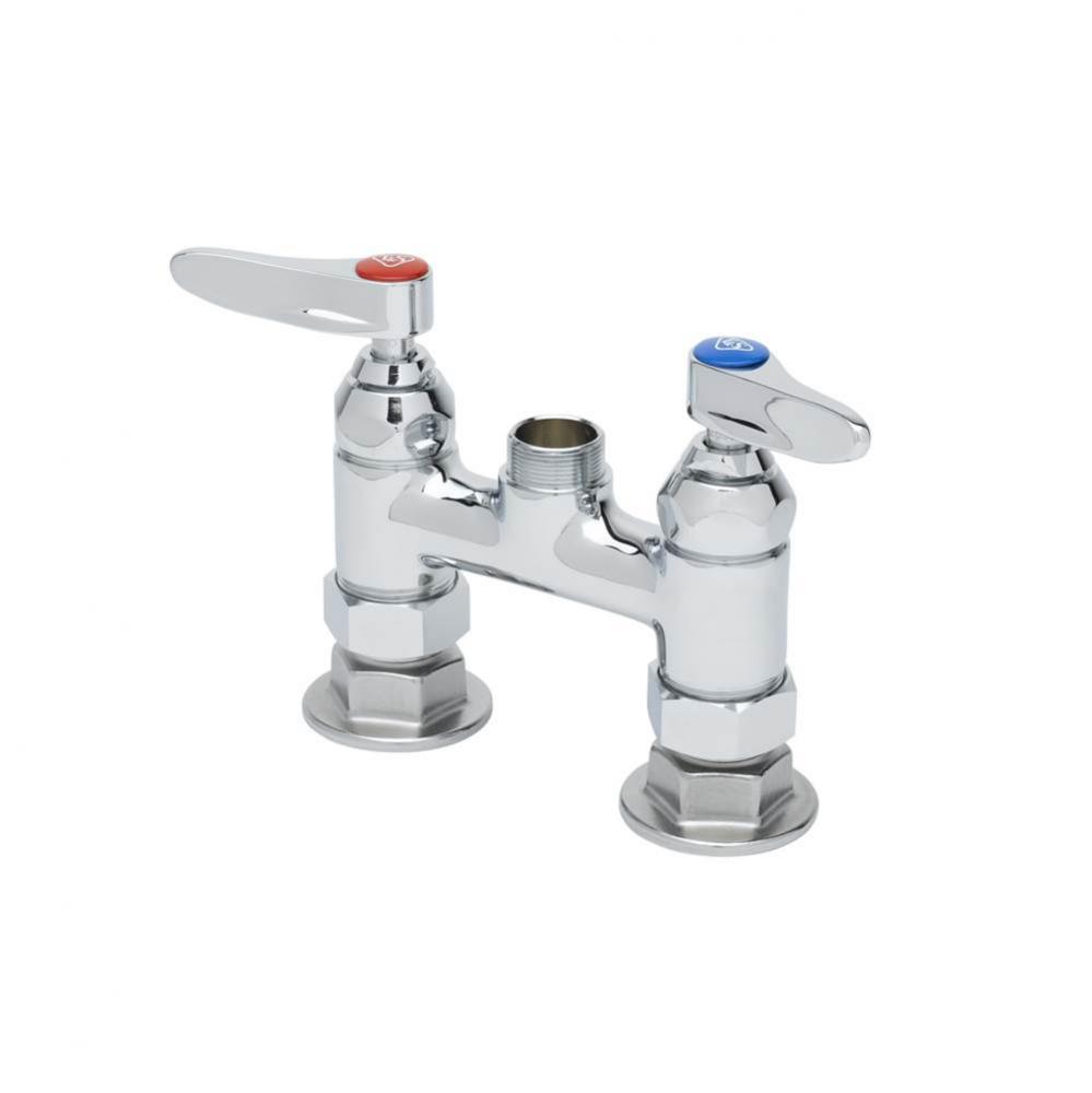 Swivel Base Faucet, Deck Mount, 6'' Centers, Less Nozzle, Eternas & Lever Handles