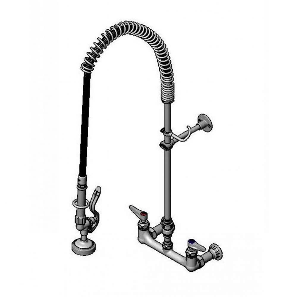 Pre-Rinse Unit, 8'' Wall Mount, Flex Hose, Wall Bracket, Spray Valve, Ext Wall Flanges,