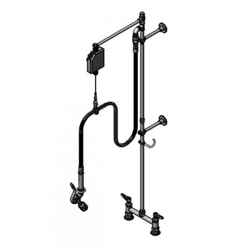 Pre-Rinse Unit, 8'' Deck Mount Base, Balancer, Angled Low-Flow Spray Valve, Wall Bracket