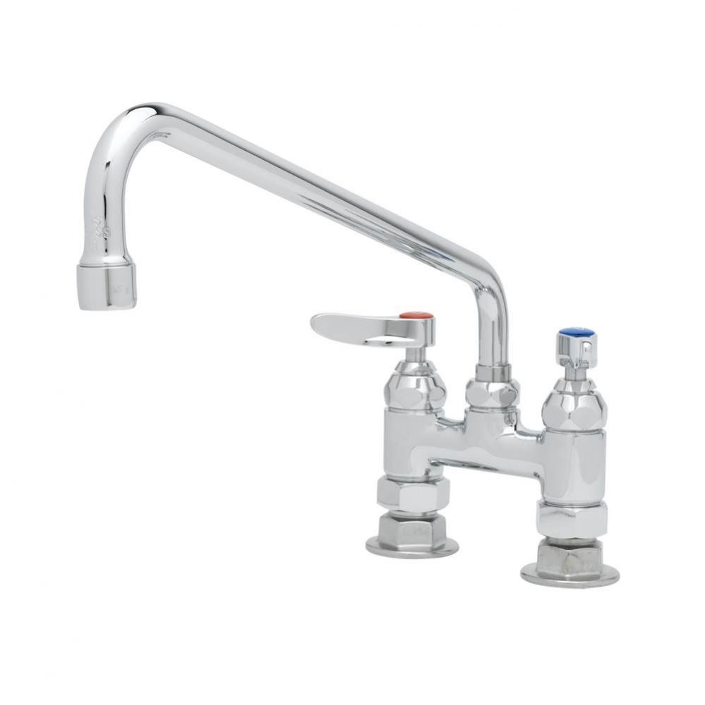 Double Pantry Faucet, 4'' Deck Mount, 18'' Swing Nozzle, 1/2'' NPT M