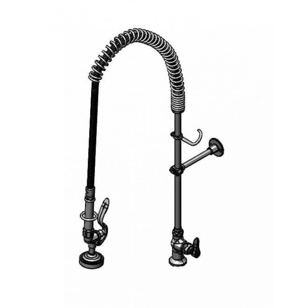 Pre-Rinse, Spring Action, Deck Mount, Single Temp Control, Wall Bracket, 18'' Riser