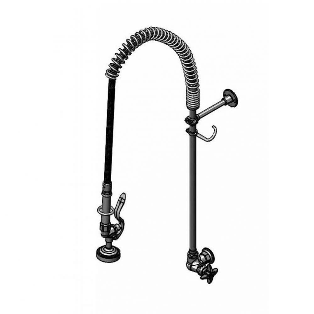 Pre-Rinse, Spring Action, Wall Mount, Single Temp Control, Wall Bracket & 22'' Riser