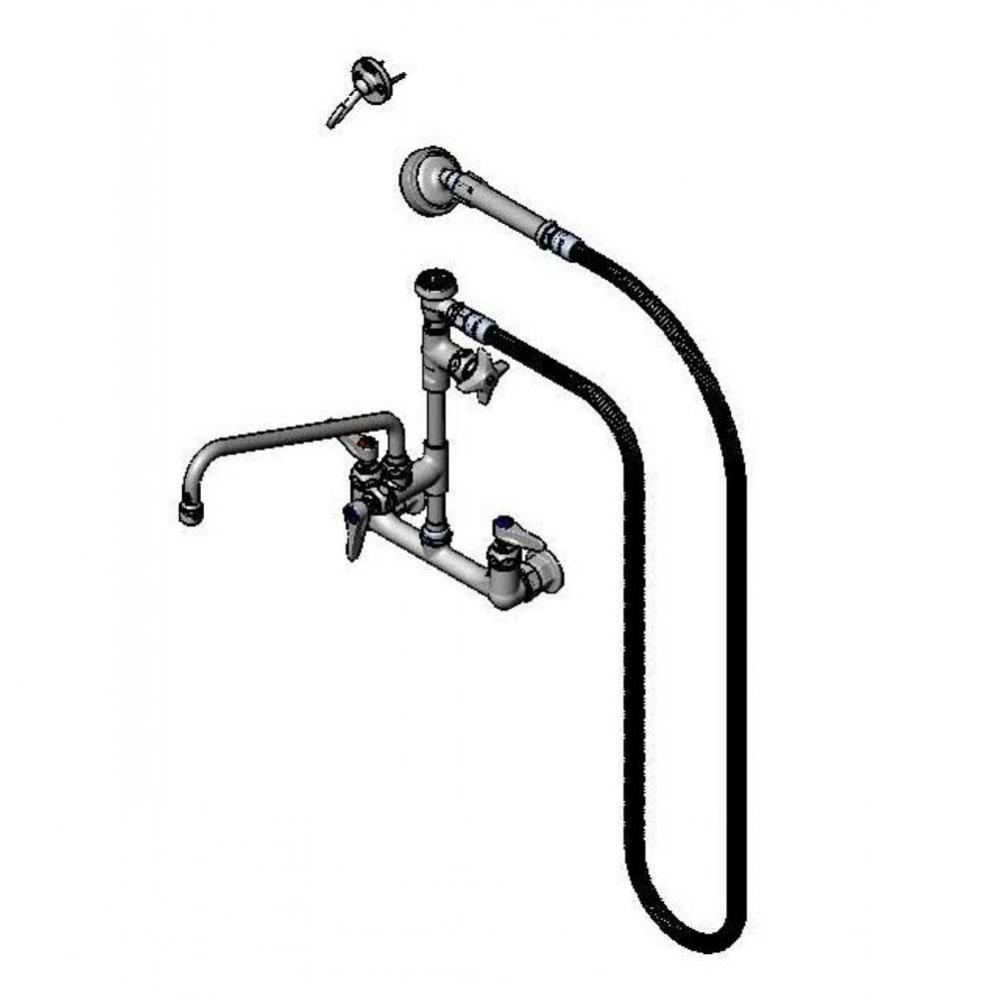 8'' Wall Mount Faucet, Add-On w/ 12'' Swing Nozzle, VB, B-0080-H Hose & An