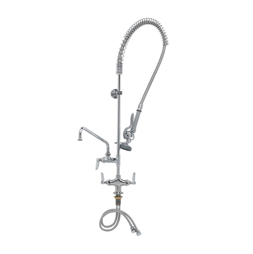 Pre-Rinse, Single Hole Base, Overhead Spring, Add-On Faucet, 12'' Nozzle, Wall Bracket