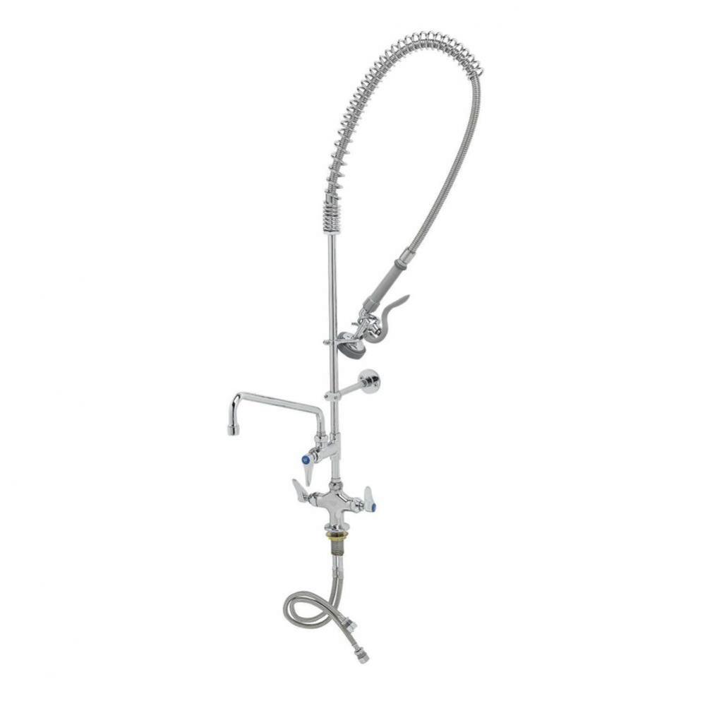 Pre-Rinse, Single Hole Base, Overhead Spring, Add-On Faucet, 12'' Nozzle, Wall Bracket