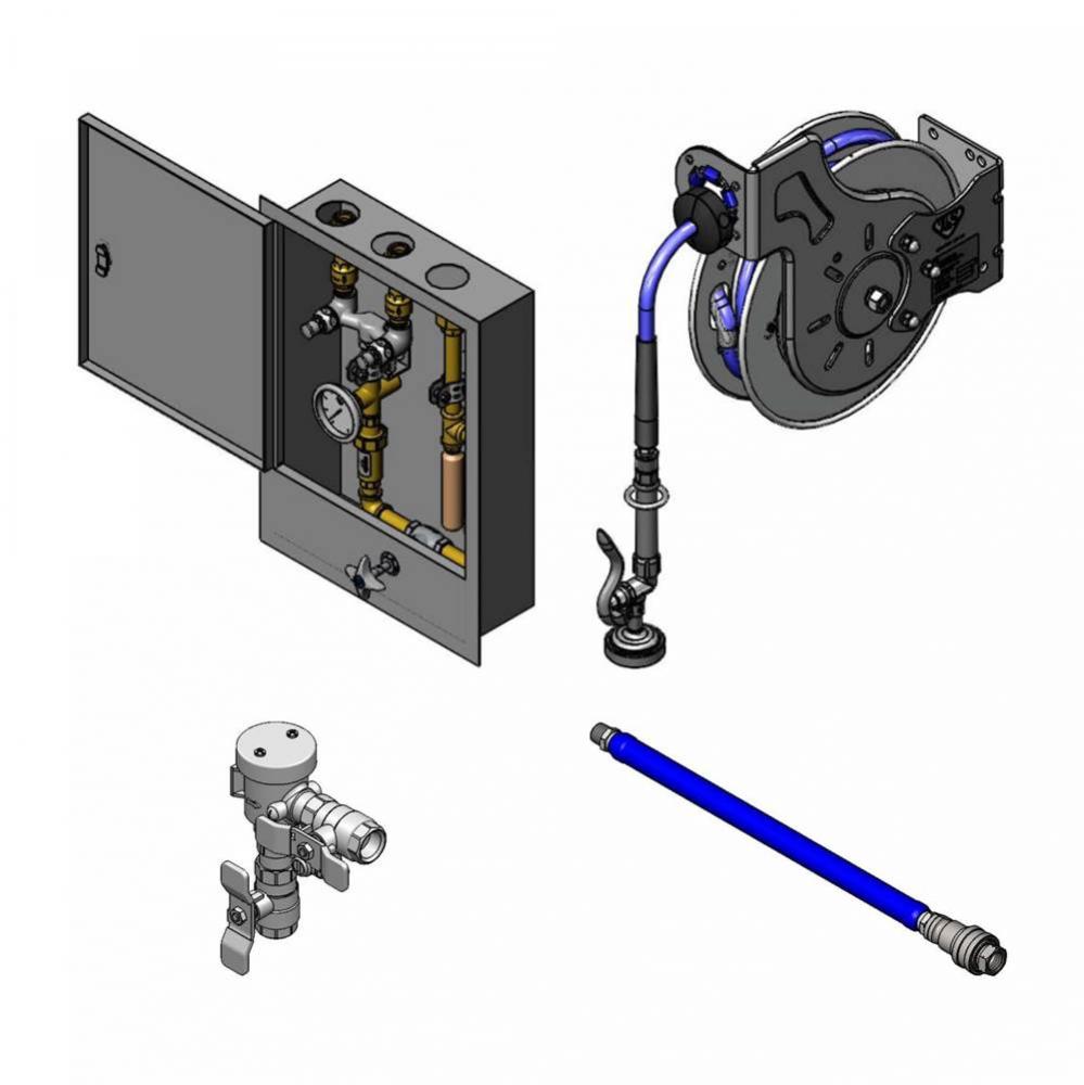 Hose Reel Control Cabinet, Control Valve, Check Valves, Open 35' Hose Reel, Vacuum Breaker