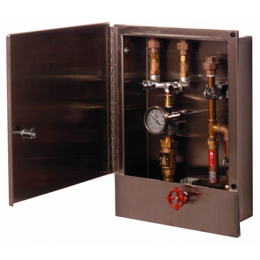 Hose Reel Control Cabinet with Control Valve, Temp Gauge & Dual Check Valves (Non-Potable Appl