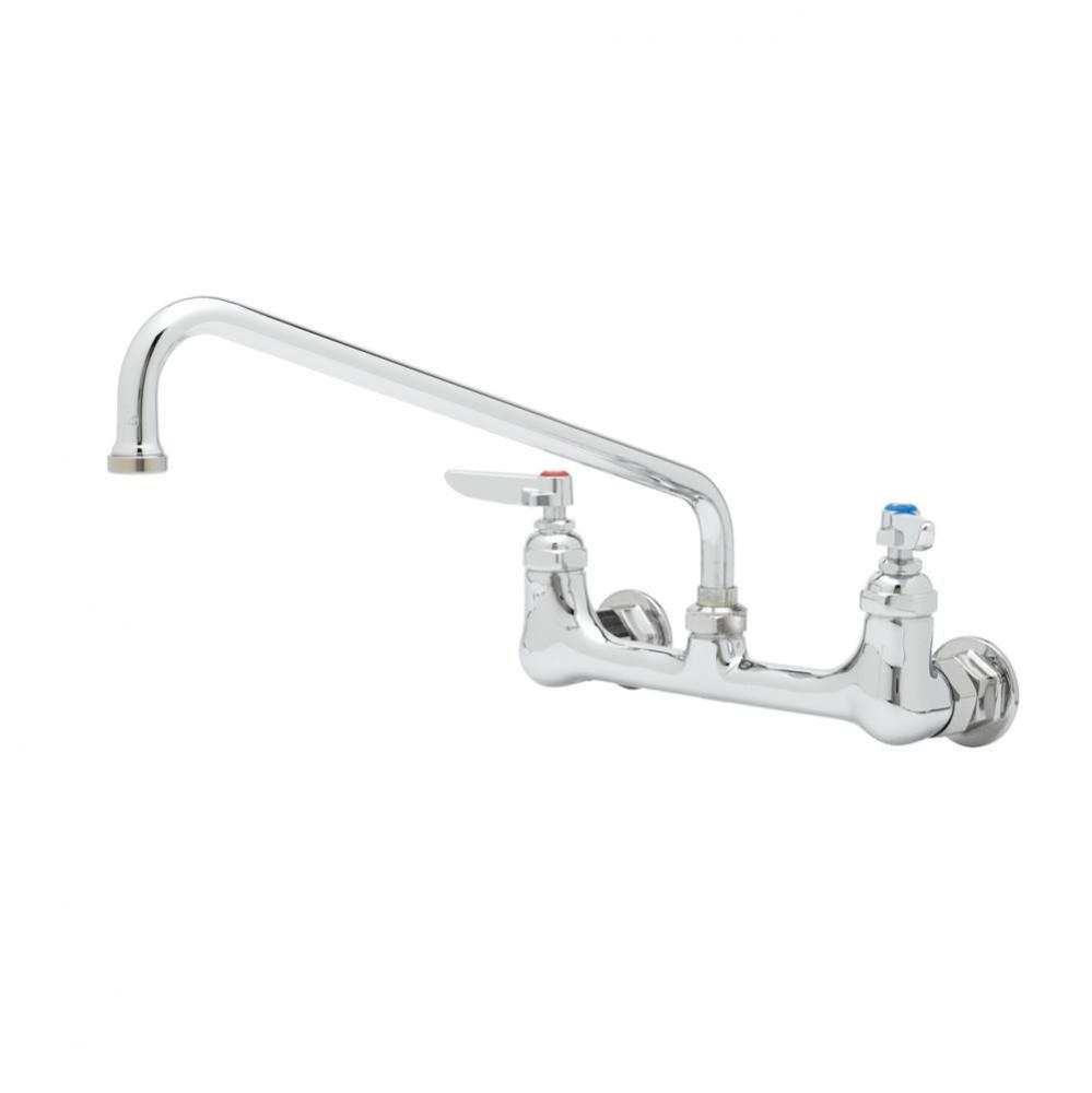 8'' Center Double Pantry Faucet w/ Spring Checks, Wall Mount & 8'' Swing N