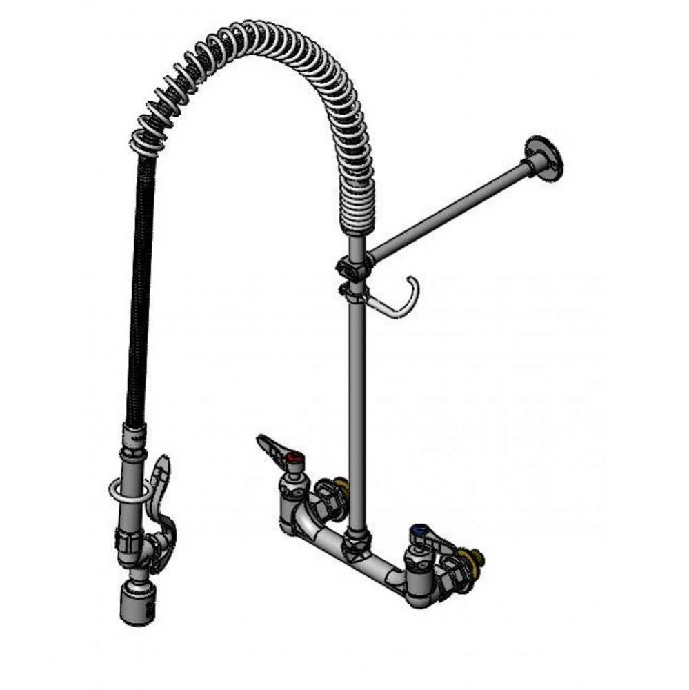 Pre-Rinse: 8'' Wall Mount, Overhead Spring, 12'' Wall Bracket, Supply Nipples,