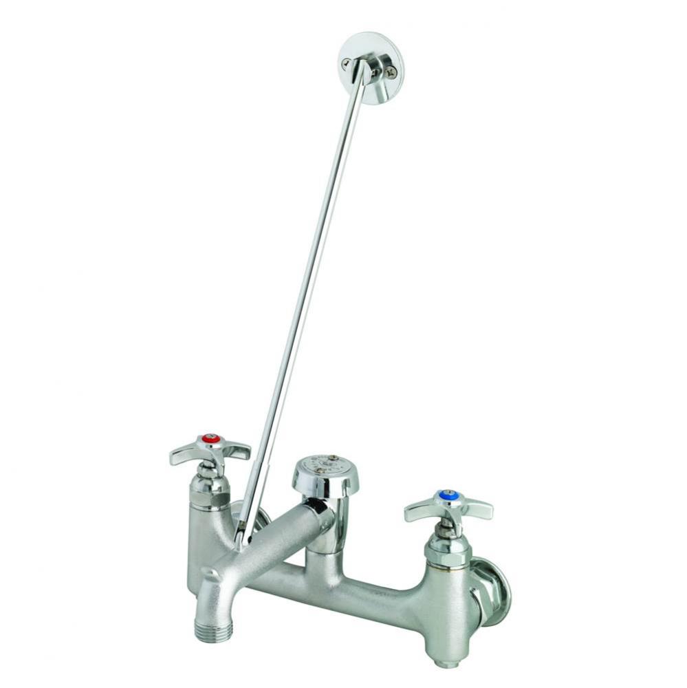 Service Sink Faucet, Vac. Breaker, Hose Outlet, 4-Arm Handles, Built-In Stops Rough Chrome Plated