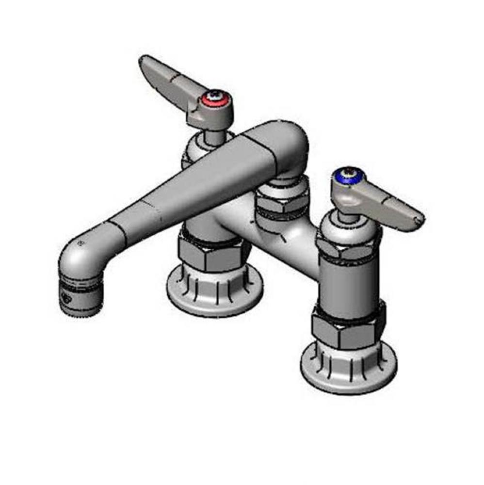 Mixing Faucet, 4'' Deck Mount, 6'' Cast Spout, Ceramic Cartridges, Lever Handl