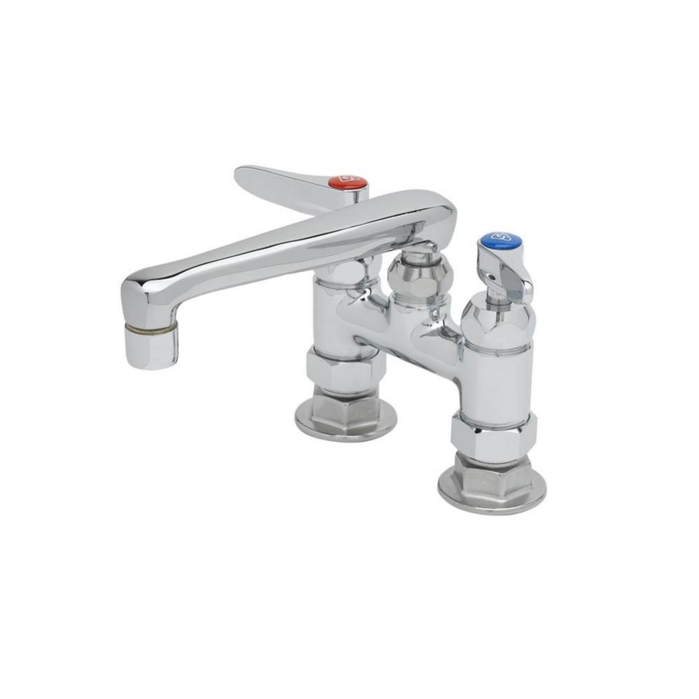 Mixing Faucet, 4'' Deck Mount, 6'' Cast Spout, Ceramic Cartridges, Lever Handl