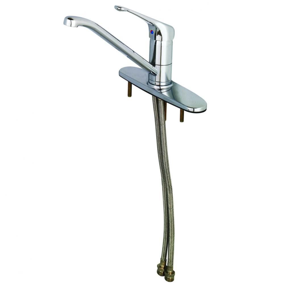 Single Lever Faucet, 6'' Handle, 9'' Spout, Swivel Base, Flexible Supplies, 10