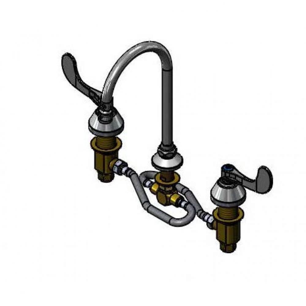 Widespread Faucet: 12'' Flex Lines, Swivel Gooseneck, B-0199-02 Aerator, 4'' H