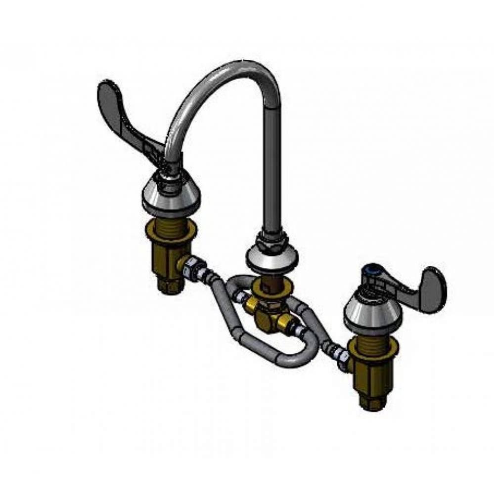 Medical Faucet, 12'' Flex Lines, Ceramas, Swivel Gooseneck, 2.2 GPM Aerator, 4'&apo