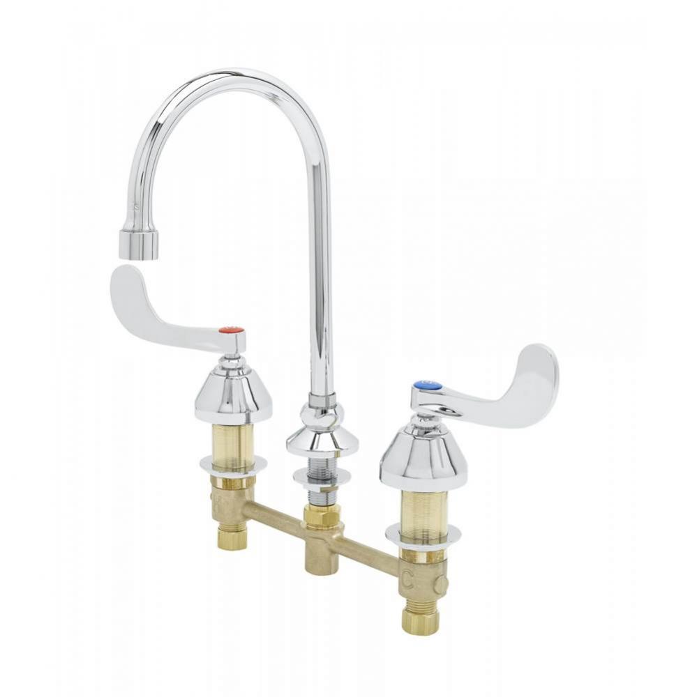 8'' Medical Faucet, Ceramas, Swivel Gooseneck, 0.5 GPM VR Spray Device, 4'' Ha