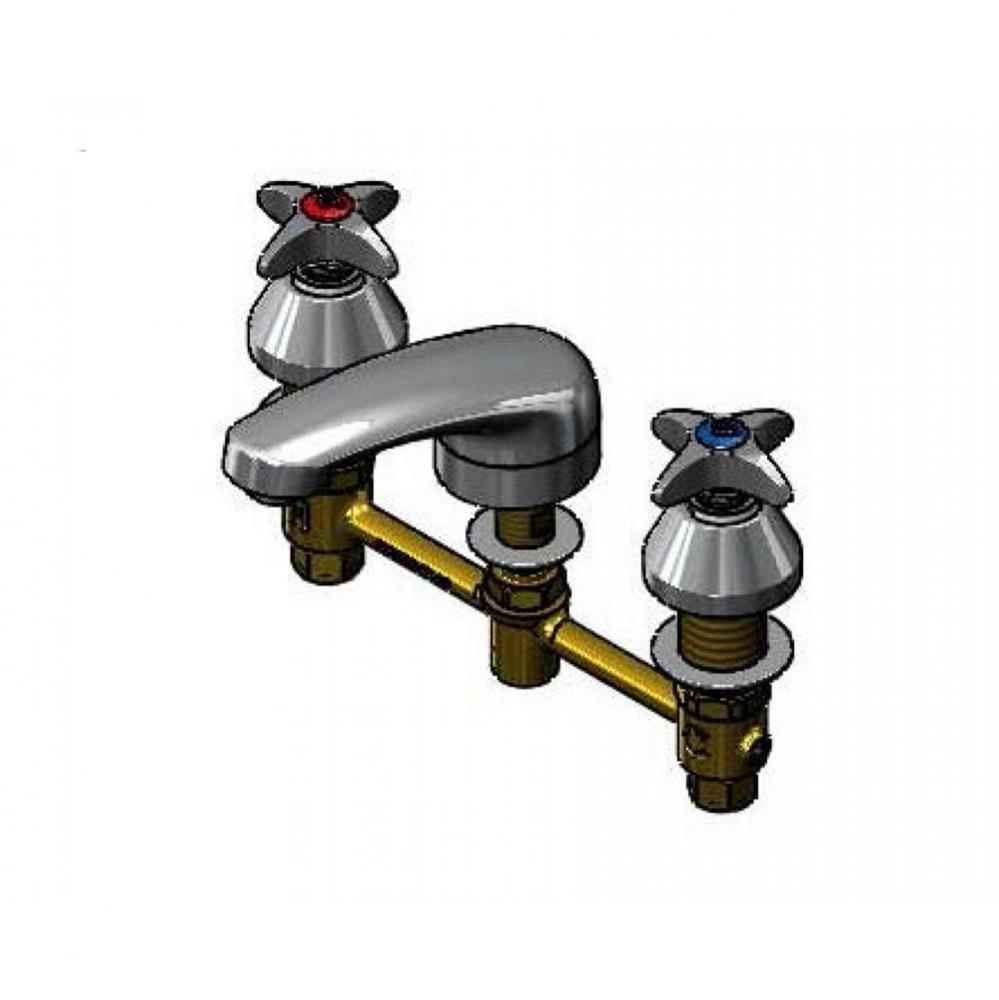 Lavatory Faucet, Concealed Body, 8'' Centers, Cast Basin Spout, Four-Arm Handles