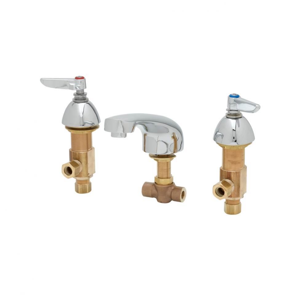 Concealed Widespread Faucet, Cast Spout, Lever Handles, Flex Lines