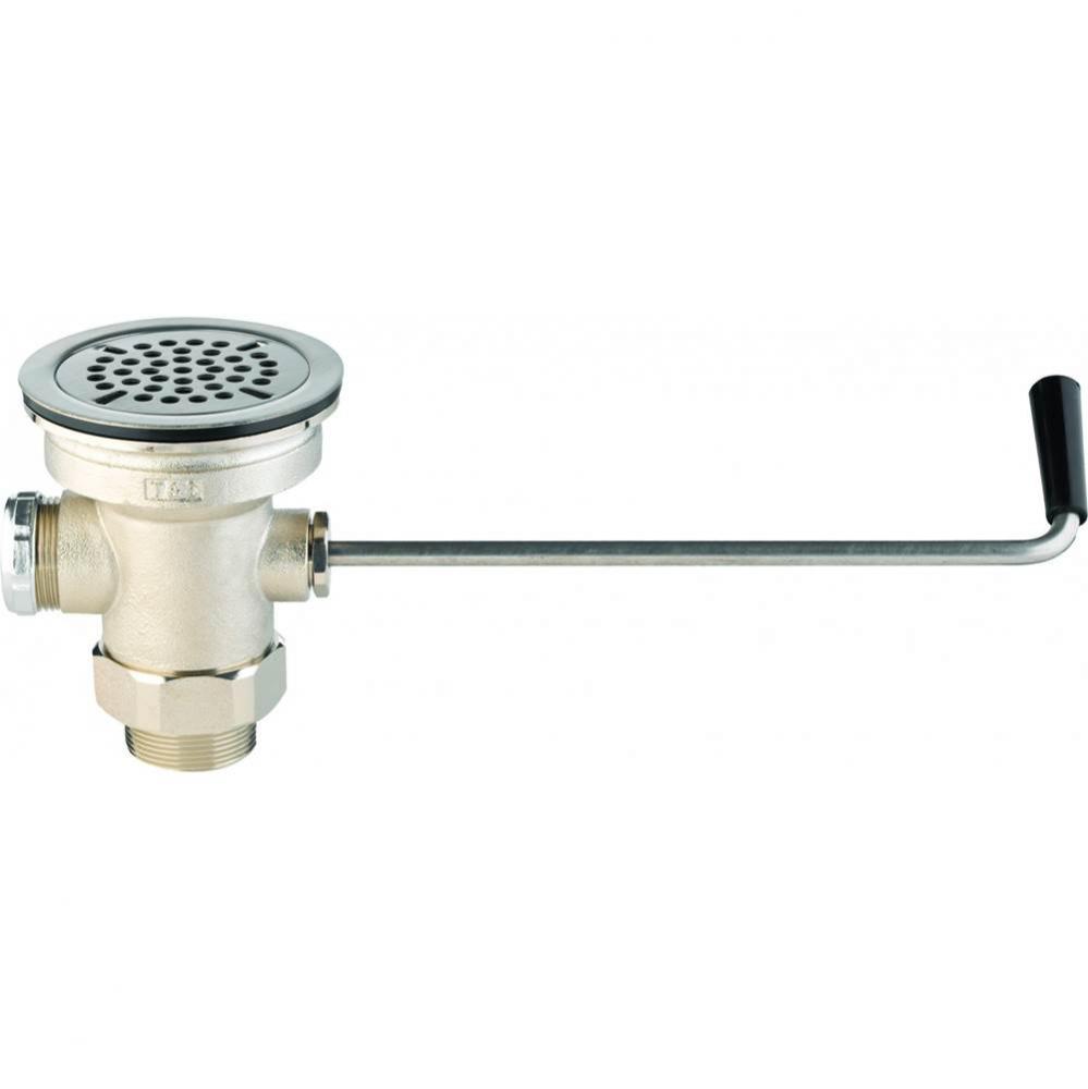 Waste Drain Valve, Twist Handle, 3-1/2'' x 2'' & 1-1/2'' Adapter