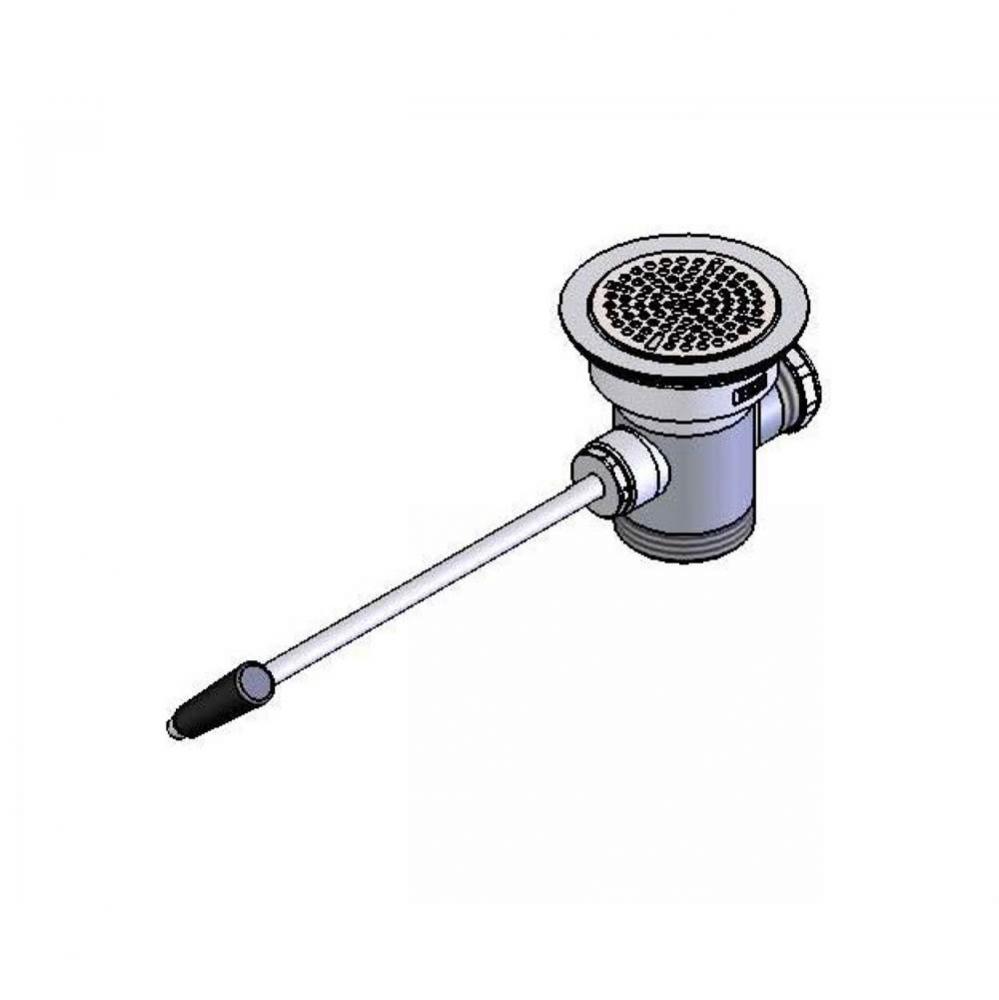 Waste Drain Valve, Twist Handle, 3-1/2'' x 2'', VR Flat Strainer