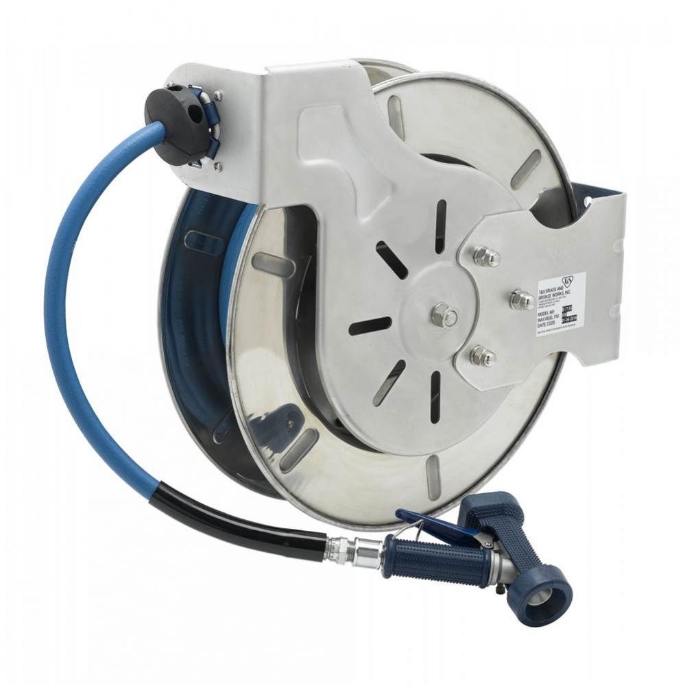 Hose Reel, Open, Stainless Steel, 1/2'' x 35' Hose, 7/16'' Rear Trigger W