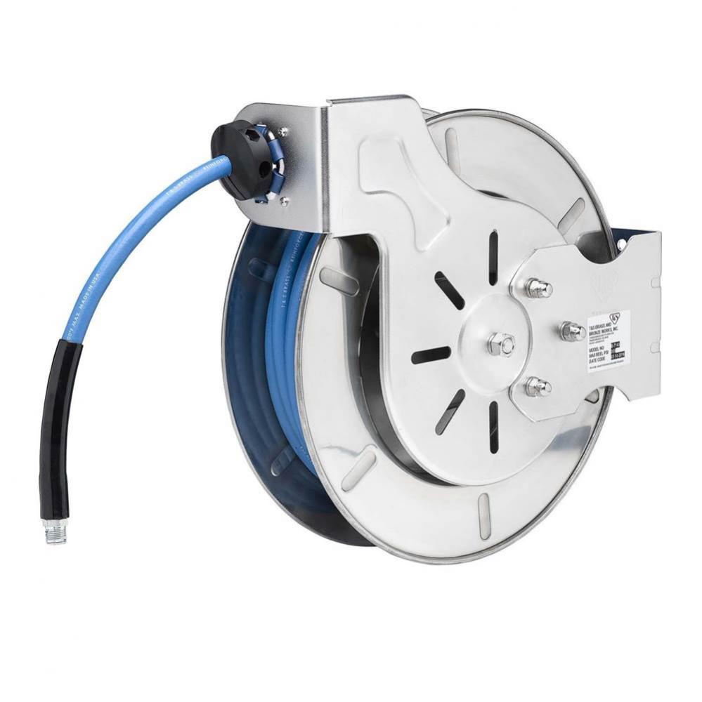 Hose Reel, Open, Stainless Steel, 1/2'' ID x 35'' Food-Grade Hose