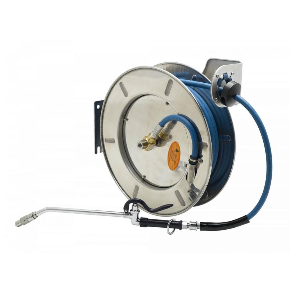 Hose Reel, 3/8'' ID x 50' Hose, Open SS Reel, EB-2322 Extended Spray Wand