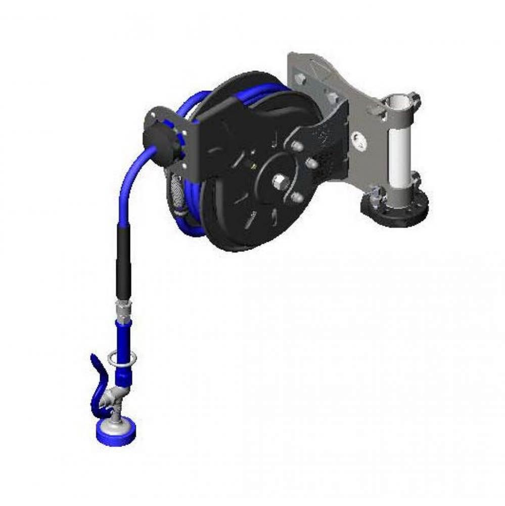 3/8'' x 15' Open Coated Reel w/ Painted Table Leg Swing Bracket