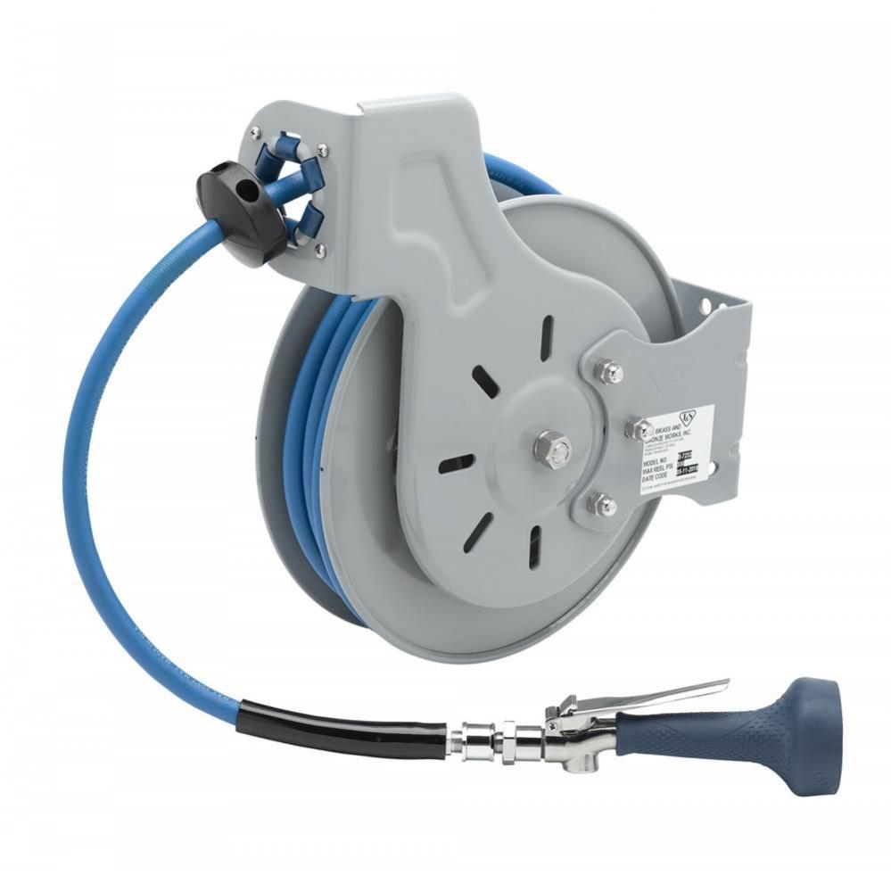 Hose Reel:Open,3/8'',35Ft,Epoxy Coated Steel,Hi-Flow Spray Valve