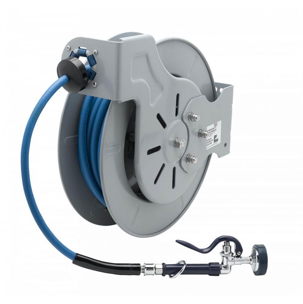 Hose Reel, Open, Epoxy Coated, 3/8'' ID x 50' Hose, EB-0107 Spray Valve