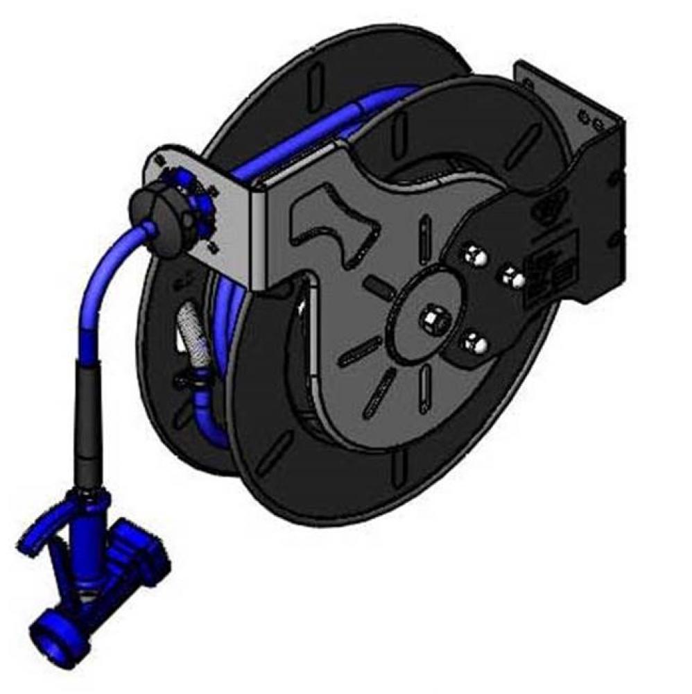 Hose Reel, Open, Epoxy Coated Steel, 3/8'' ID x 50' Hose, Front-Trigger Water Gun