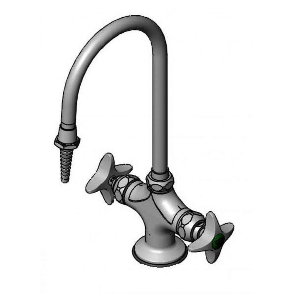 Lab Mixing Faucet, Swivel Gooseneck, Serrated Tip,