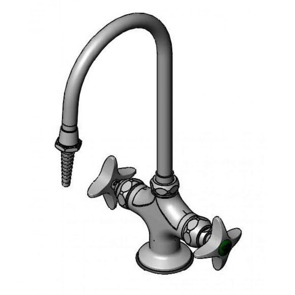 Lab Mixing Faucet, Swivel Gooseneck, Serrated Tip