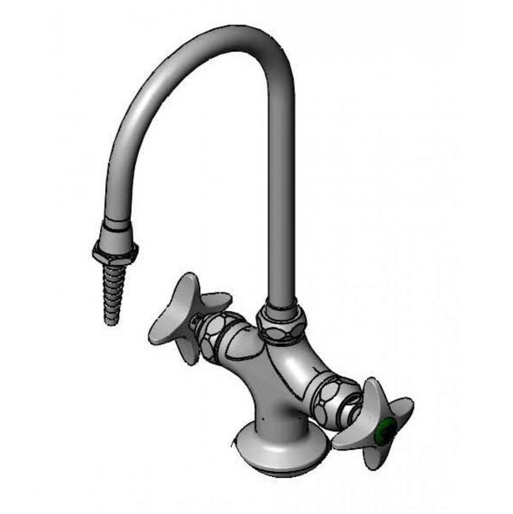 Lab Mixing Faucet, Swivel Gooseneck, Serrated Tip