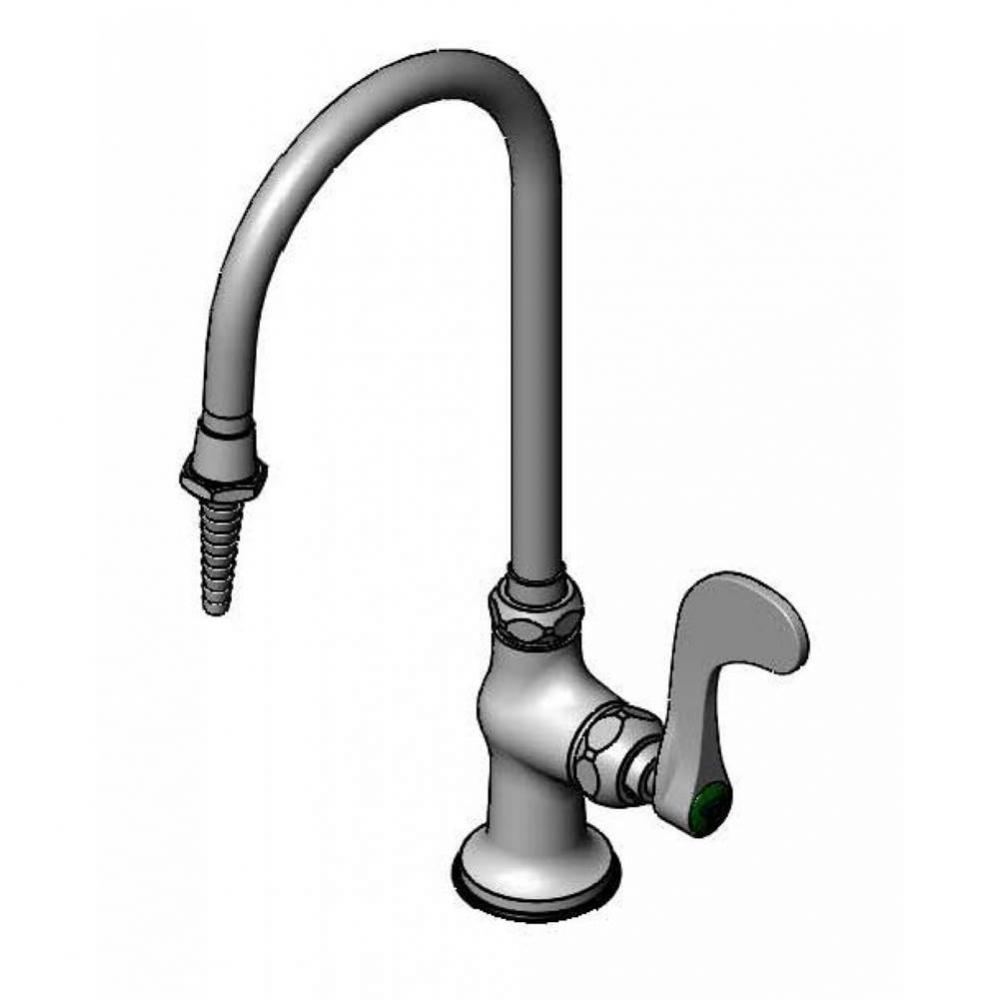 Lab Faucet, Single Temp, Deck Mount, Swivel/Rigid Gooseneck, Serrated Tip, 4'' Wrist Han