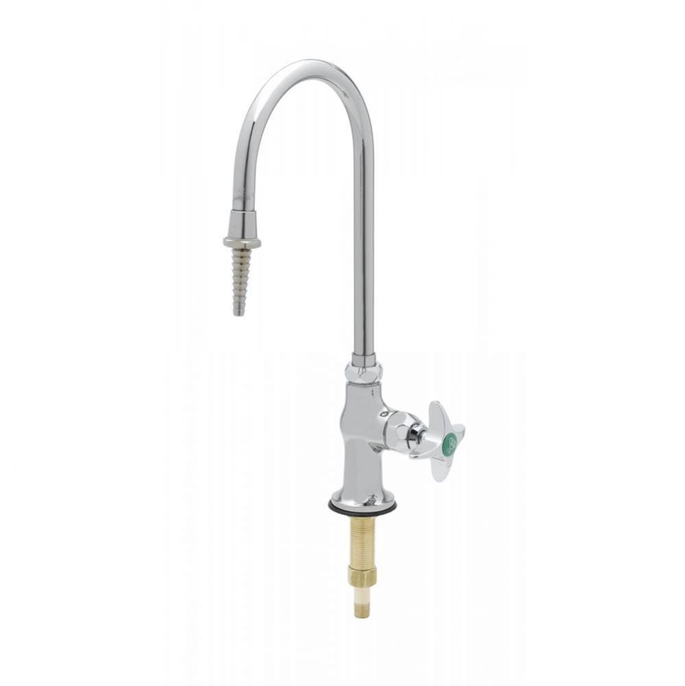 Lab Faucet, Single Temp. Control, Swivel/Rigid Gooseneck, Serrated Tip, 4-Arm Handle