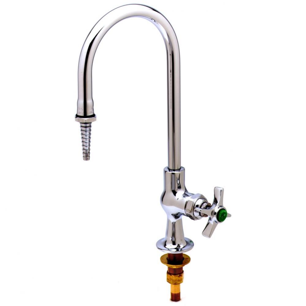 Lab Faucet, Single Temperature Control, Rigid/Swivel Gooseneck, Serrated Tip, 4-Arm Handle