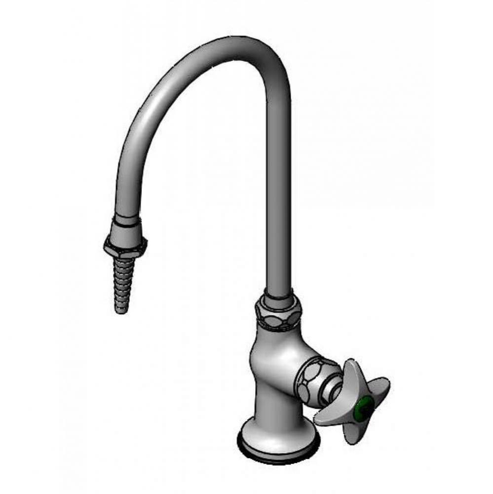 Lab Faucet, Single Temp, Swivel Gooseneck, Serrated Tip, 1/2'' NPSM Male Shank