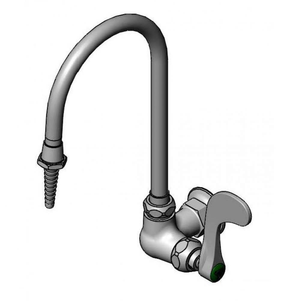 Lab Faucet, Single Temp, Wall Mount, Swivel/Rigid Nozzle, Serrated Tip, 4'' Wrist Handle