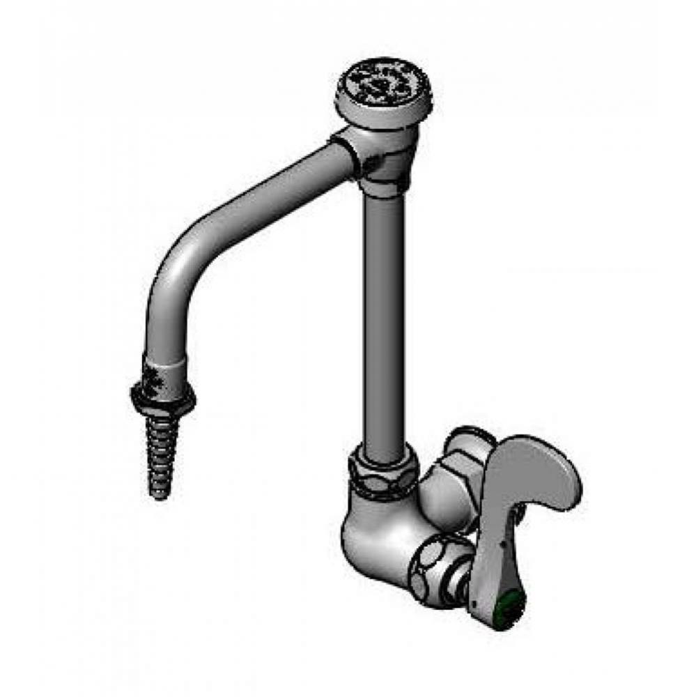 Lab Faucet, Single Temp, Wall Mount, Swivel/Rigid VB Nozzle, Serrated Tip, 4'' Wrist Han