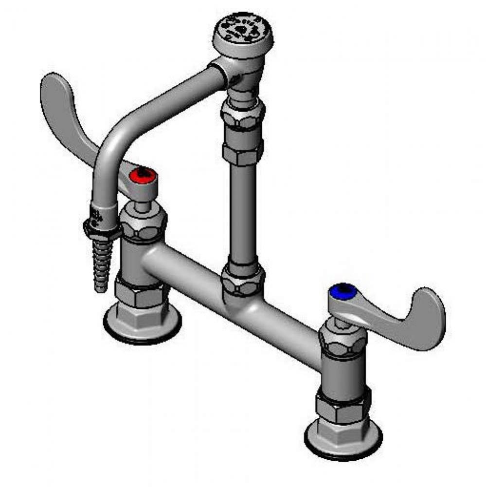 Lab Faucet, 8'' Deck Mount, Ceramas, Swivel VB Nozzle, Serrated Tip, 4'' Wrist
