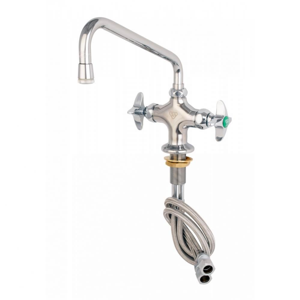 Lab Vertical Mixing Faucet, 9'' Lab Nozzle, 4-Arm Handle