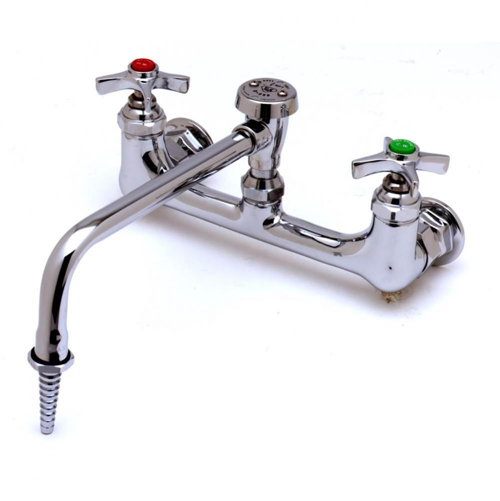 Sink Mixing Faucet, 8'' Wall Mount, 9'' Swing Nozzle, VB, 4-Arm Lab Handles