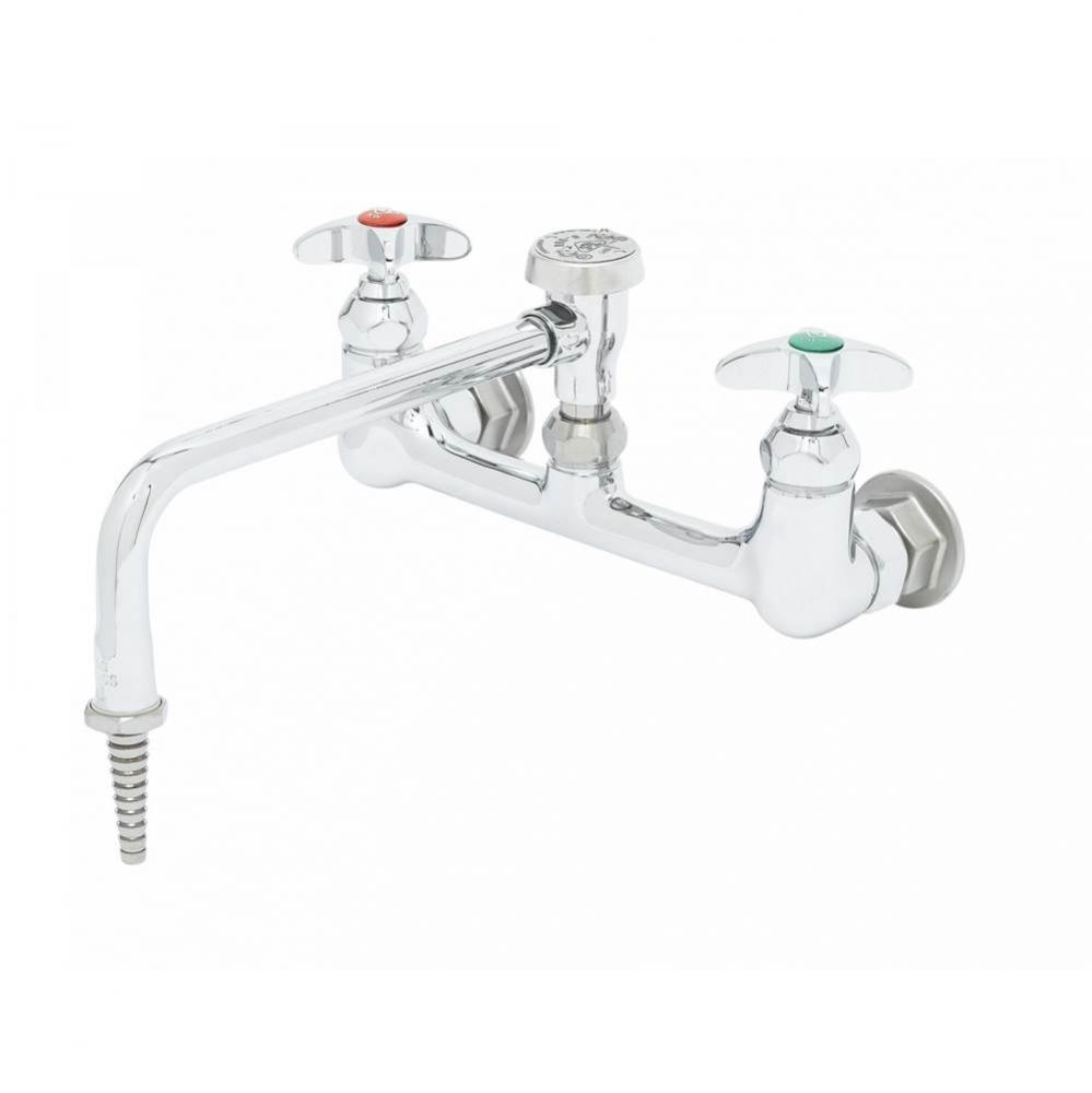 Sink Mixing Faucet, 8'' Wall Mount, 9'' Swing Nozzle, VB, 4-Arm Lab Handles