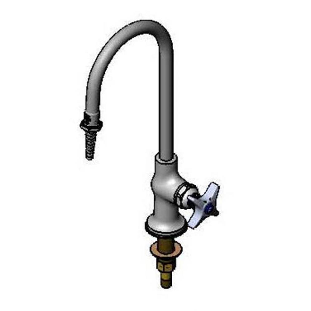 Lab Faucet, Tin-Lined, Single Temp, Eterna, 4-Arm Handle, Swivel/Rigid Gooseneck